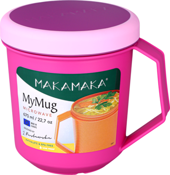 MAKAMAKA MyMug ,pojemnik do mikrofali, poj. 670 ml, Różowy,przód