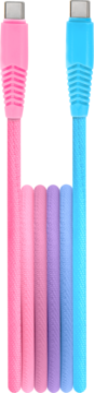 SETTY ,kabel, USB-C/USB-C, dł. 1,5 m, Różowy-Turkusowy,przód