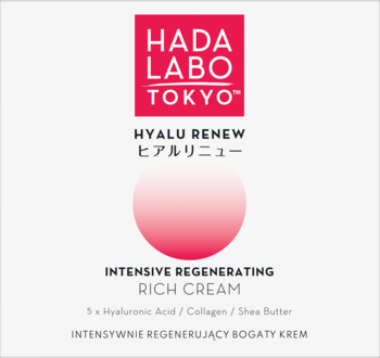Krem Hada Labo Hyalu Renew Rich Cream z 5 rodzajami kwasu hialuronowego, białe opakowanie, widok z przodu.