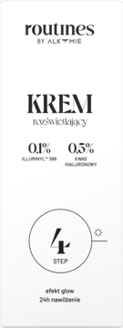 Krem rozświetlający Routines by Alkmie z Illuminyl 388 i kwasem hialuronowym. Widok pionowego opakowania.