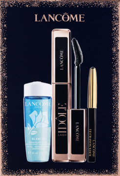 LANCÔME Idôle ,zestaw, tusz do rzęs nr 01 8 ml + mini kredka do oczu 0,7 g + płyn do demakijażu oczu 30 ml,przód