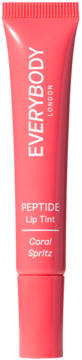 Koralowy tint do ust Everybody London Peptide Lip Tint Coral Spritz w tubce, widok z przodu.