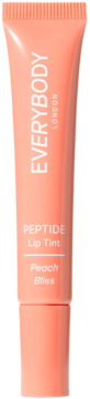 Nawilżający tint Everybody London Peptide Lip Tint Peach Bliss, brzoskwiniowa tubka, widok z przodu.