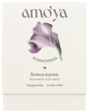 AMO'YA Równowaga ,świeca sojowa, Bergamotka, Wiśnia,przód