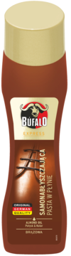BUFALO Express ,pasta do butów w płynie, samonabłyszczająca, Brązowa,przód