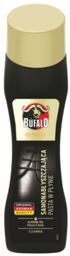 BUFALO Express ,pasta do butów w płynie, samonabłyszczająca, Czarna,przód