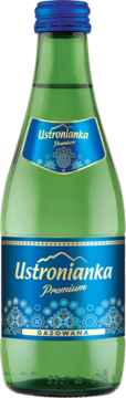 USTRONIANKA Premium ,woda źródlana, gazowana,przód