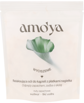 AMO'YA Wyciszenie ,relaksująca sól do kąpieli, z płatkami nagietka,przód