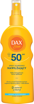 DAX SUN ,spray ochronny, nawilżający, SPF 50,przód