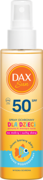 DAX SUN ,spray ochronny dla dzieci, SPF 50, po 6m+,przód