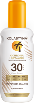 KOLASTYNA ,emulsja do opalania w sprayu, ultra nawilżająca, SPF 30,przód