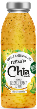 NATURIO Chia Seeds ,napój z nasionami chia, o smaku zielonej herbaty, yuzu i cytryny,przód