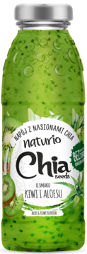NATURIO Chia Seeds ,napój z nasionami chia, o smaku kiwi i aloesu,przód