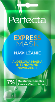 PERFECTA Express Mask ,maseczka do twarzy, aloesowa, intensywnie nawilżająca,przód
