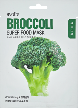 AVOTTE ,maska w płachcie, rewitalizująca, Broccoli,przód