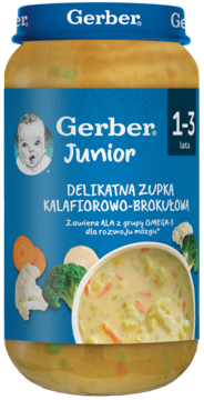 GERBER Junior ,delikatna zupka  kalafiorowo-brokułowa, 1-3 lata,przód