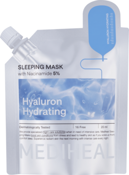 MEDIHEAL Hyaluron Hydrating ,maseczka do twarzy z kwasem hialuronowym i 5% niacynamidem, na noc,przód