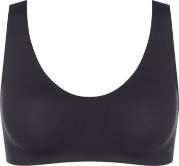 Czarny, gładki biustonosz braletka Sloggi Zero Feel Core, bezszwowy dla komfortu, widok z przodu.