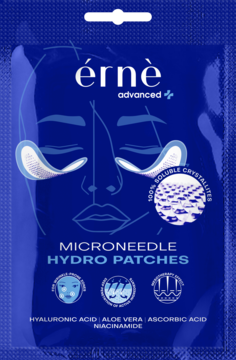 Granatowe Érnè Advanced Microneedle Hydro Patches z kwasem hialuronowym i niacynamidem, widok z przodu.