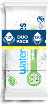 WATERWIPES Hydrating Clean ,chusteczki nawilżane dla dzieci, z ekstraktem z Aloesu,przód