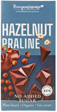 BENJAMISSIMO ,czekolada kakaowa z orzechami laskowymi, bezglutenowa, Bio,przód