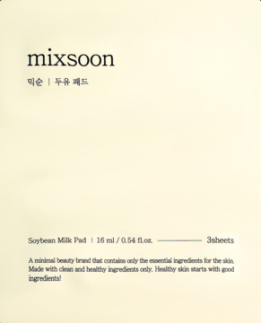 MIXSOON Soybean Milk ,maski w płachcie z mleczkiem sojowym,przód