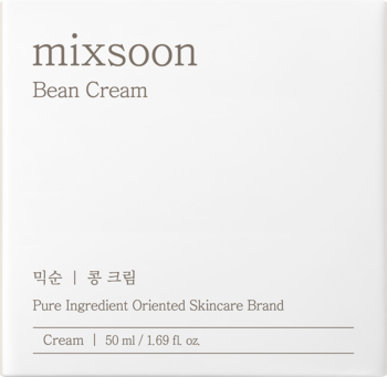 Białe opakowanie nawilżającego kremu mixsoon Bean Cream 50ml, widok z przodu, minimalistyczny design.