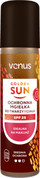 VENUS Golden Sun ,mgiełka do twarzy i ciała, ochronna, SPF 25,przód