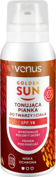VENUS Golden Sun ,pianka do twarzy i ciała, tonująca, SPF 15,przód