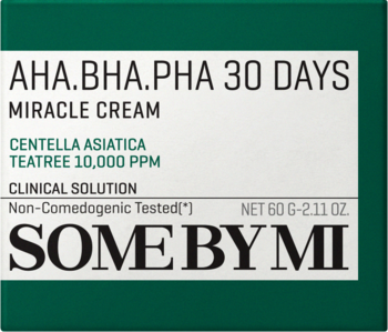 Krem Some By Mi AHA.BHA.PHA 30 Days Miracle Cream, zielono-białe pudełko, widok z przodu, na trądzik, niekomedogenny.