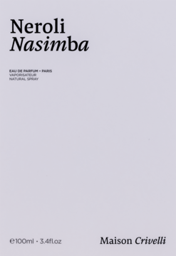 Woda perfumowana unisex Neroli Nasimba Maison Crivelli, 100ml, minimalistyczna biała butelka, widok z przodu.