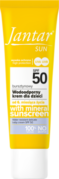 FARMONA JANTAR Sun ,krem dla dzieci, przeciwsłoneczny, wodoodporny, bursztynowy, 6m+, SPF 50,przód