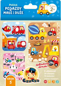 CZUCZU ,puzzle, Pojazdy małe i duże, 2+,przód