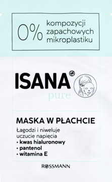 ISANA Pure ,maska w płachcie, kojąca,przód