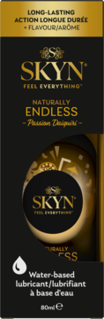 SKYN Naturally Endless Passion Daiquiri lubrykant, czarno-złote pudełko 80ml, widok z przodu. Długotrwały, wodny.