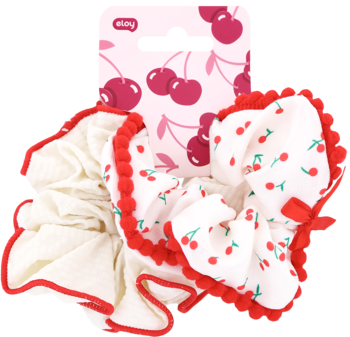 ELOY ,gumki do włosów, scrunchie, Wiśnie,przód