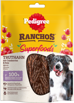 PEDIGREE Ranchos  Superfoods,karma uzupełniająca dla dorosłych psów, Indyk z żurawiną i ryżem,przód