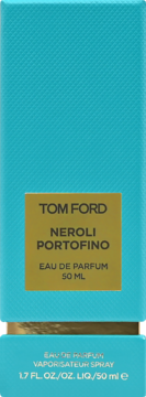 Tom Ford Neroli Portofino Eau de Parfum 50 ml w turkusowym pudełku z wytłoczoną fakturą i złotą etykietą, widok z przodu.