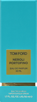 Tom Ford Neroli Portofino Eau de Parfum 50 ml w turkusowym pudełku z wytłoczoną fakturą i złotą etykietą, widok z przodu.