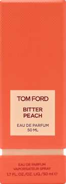 Koralowo-pomarańczowe opakowanie Tom Ford Bitter Peach Eau de Parfum 50ml, widok z przodu z subtelną fakturą.