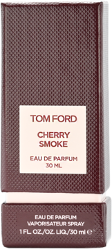 Tom Ford Cherry Smoke Eau de Parfum 30ml, eleganckie ciemnobrązowe opakowanie z teksturowanym wzorem, widok z przodu.