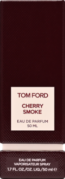 Tom Ford Cherry Smoke Eau de Parfum 50ml spray, bordowe pudełko z jasną etykietą, widok z przodu.