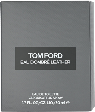 Tom Ford Eau d'Ombré Leather, męska woda toaletowa, szare opakowanie 50ml, widok z przodu.
