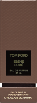 Tom Ford Ébène Fumé Eau de Parfum 50ml w brązowym, teksturowanym pudełku, widok z przodu z czarnym panelem.