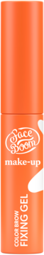 FaceBoom make-up koloryzujący żel do brwi, pomarańczowa tuba z białym napisem 'COLOR BROW FIXING GEL'.