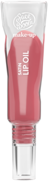FaceBoom Make-Up Satin Lip Oil #03 Funky Pink w przezroczystej tubce z widocznym różowym płynem, widok z przodu.