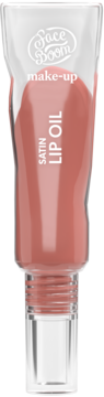Satinowy olejek do ust FaceBoom Make-Up nr 04 Fresh Coral w przezroczystej tubce, widok z przodu.