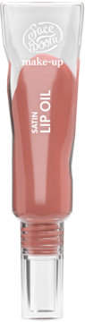 Satinowy olejek do ust FaceBoom Make-Up nr 04 Fresh Coral w przezroczystej tubce, widok z przodu.