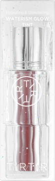 TIRTIR Waterism Glow Tint Mauve Rose, rozświetlający tint do ust w przezroczystej tubce, widok z przodu.