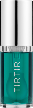 TIRTIR My Glow Mint Lip Oil, nawilżający olejek do ust w turkusowej butelce z srebrną nakrętką, widok z przodu.
